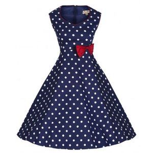 UK 24 /US 20 /Lindy Bop 5X* Navy Dot Leda dress